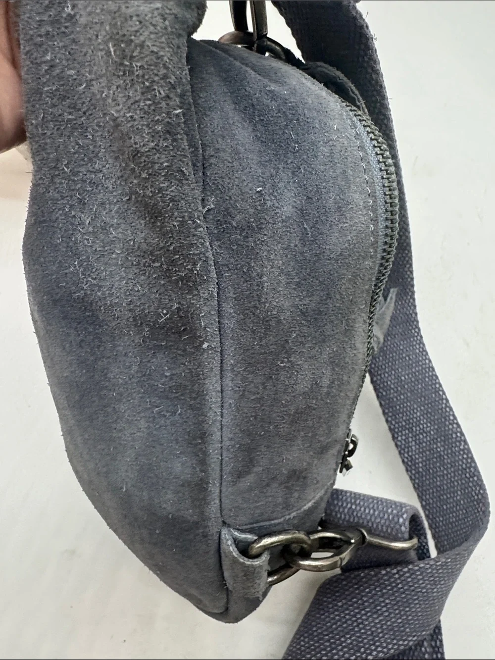 Free People Women's Gray Suede Crossbody Sling Bag - Casual Everyday Carry